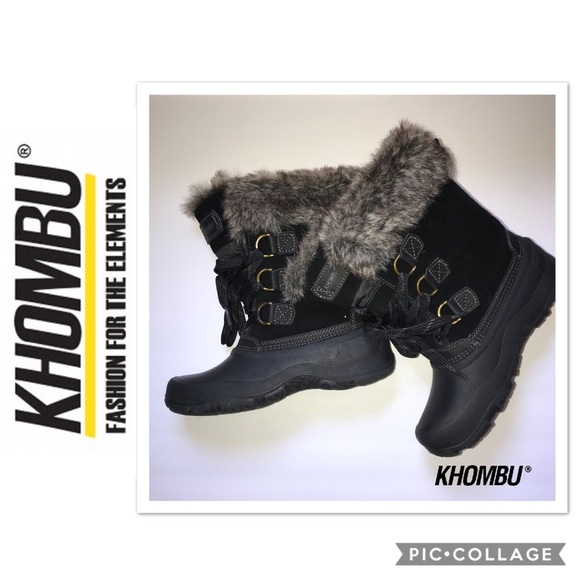 KHOMBU WATERPROOF FAUX FUR WINTER ANKLE BOOTS - Picture 1 of 8